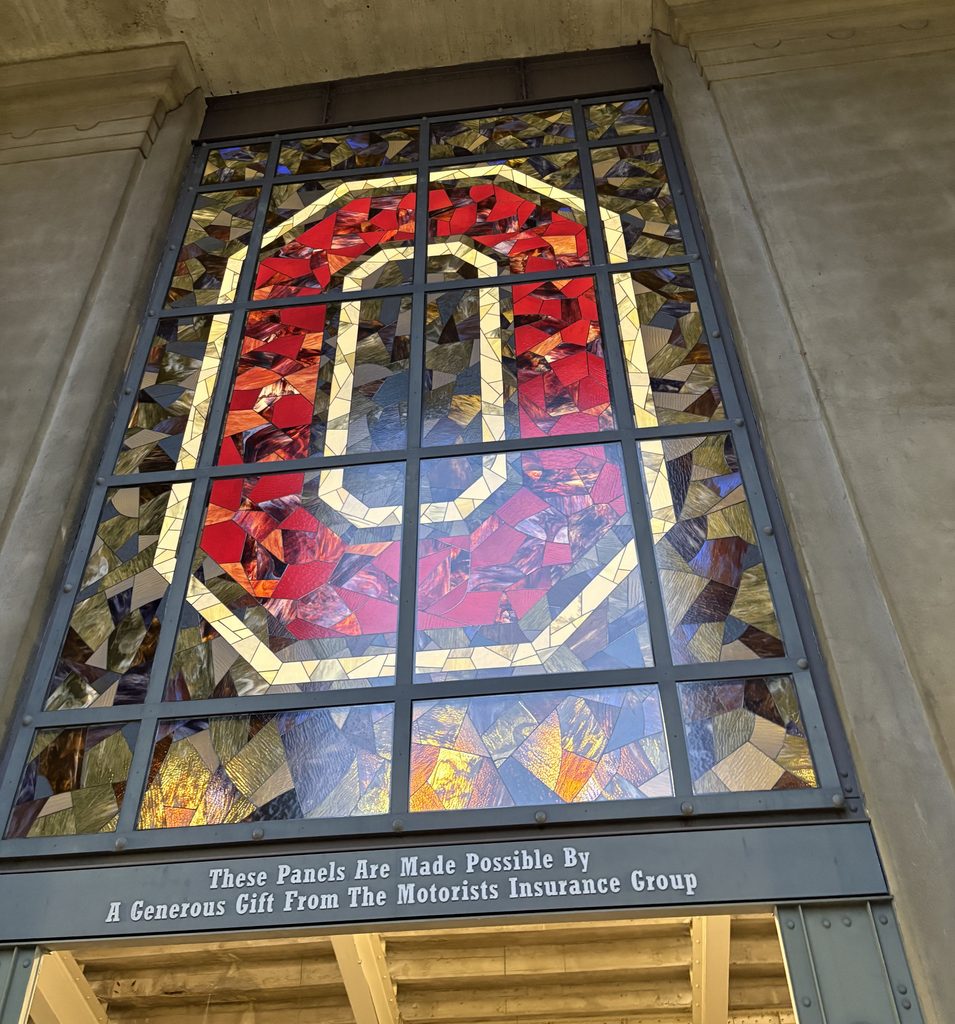 Stained-glass panel in Ohio Stadium’s North Rotunda