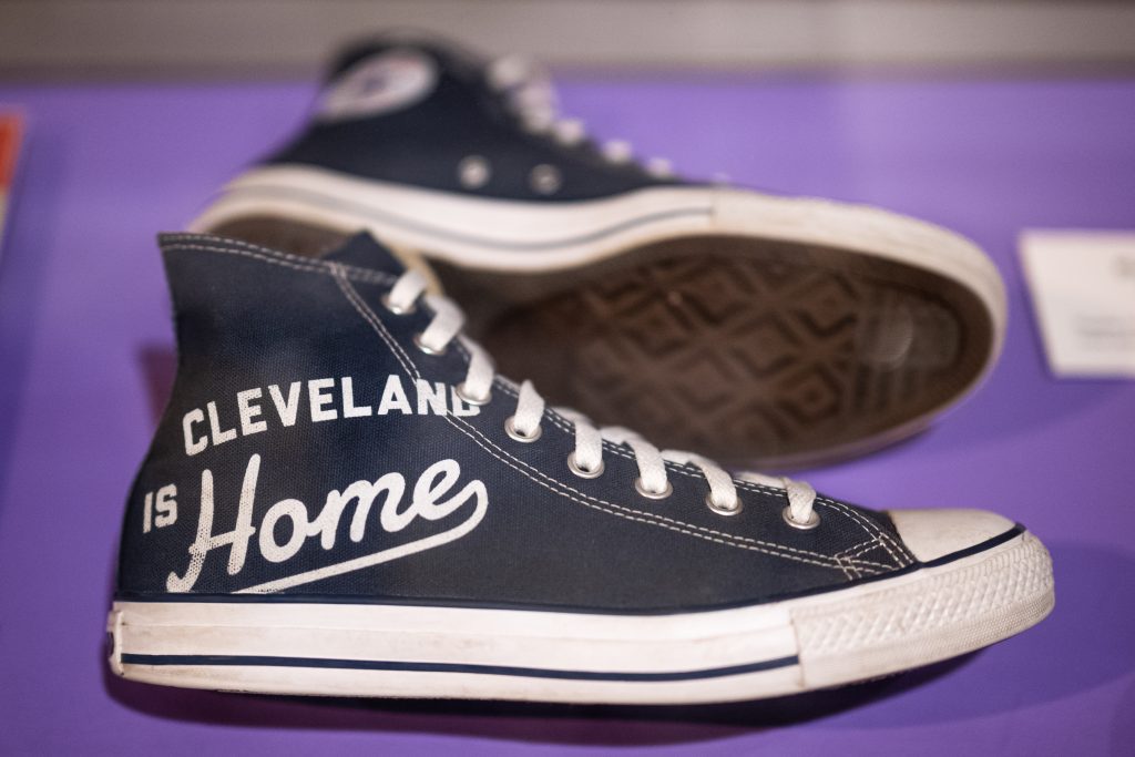 Cleveland Is Home sneakers on display